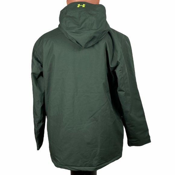 UA Winter Jacket for Men Insulated Green Under Armour Coat Hooded 1280813 310 - Picture 2 of 16
